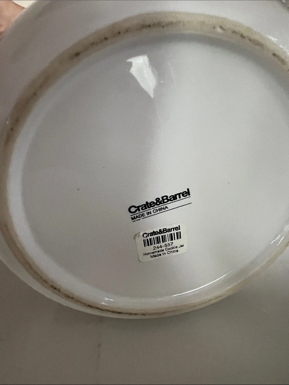 Crate&Barrel White Ceramic 'Fresh Homemade Cookies' Cookie Jar